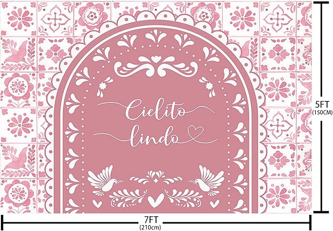 MEHOFOND 7x5ft Cielito Lindo Baby Shower Backdrop Pink Arch Cielito Lindo Baby Shower Party Decorations Banner for Girl Mexican Wedding Birthday Fiesta Party Decor Photography Background Supplies