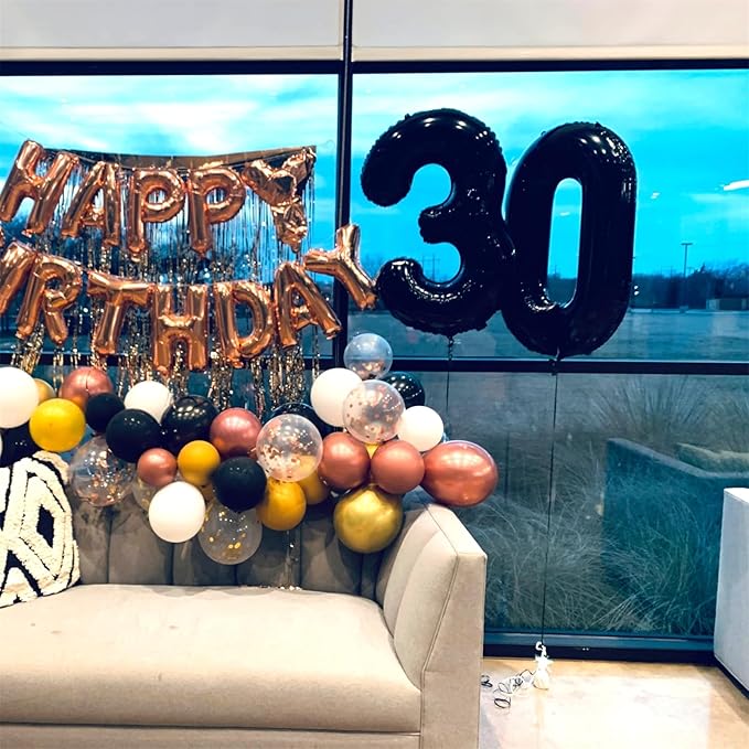 Black Number 40 Birthday Balloons, 40 Inch Large Black Mylar Foil Number 4 and 0 Balloons for Women, 40th Birthday Balloons for 40 Year Old Birthday Anniversary Party Decorations Supplies