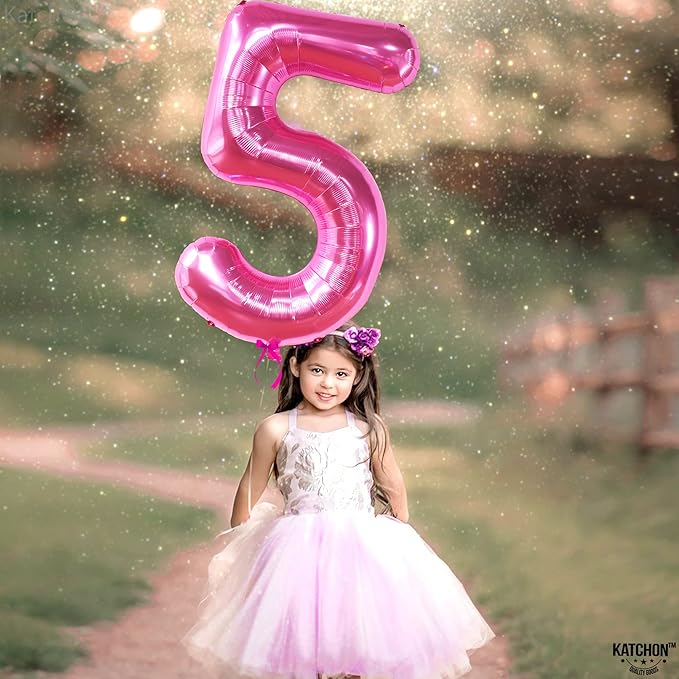 KatchOn, Giant Hot Pink 5 Balloon Number - 40 Inch | 5th Birthday Balloons For 5th Happy Birthday Decorations | Five Number Balloons For Pink Party Happy Anniversary Decorations