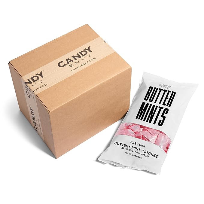Candy Envy - Baby Girl Buttermints - 10 Bags Casepack with Approximately 100 Mint Per Bag - Baby Shower Favors