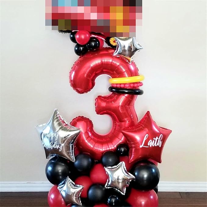 Red Number 1 Balloons, 40 Inch Large Foil Number Balloons Set 0-9 for Women, Self Inflating Digital 1 Helium Balloon for Girls Boys 1st Age Birthday Anniversary Party Decorations Photo Shoot Supplies