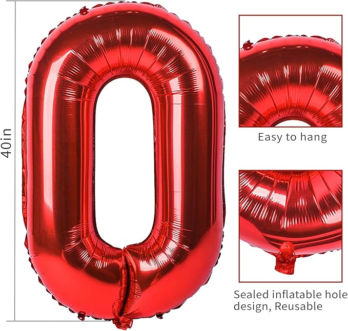 Smlpuame 40 inch Number Balloon 0-9 Red Large Number 29 Balloons,Digital Balloons for Birthday Party Celebration Decorations Supplies, Helium Foil Number Balloons for Wedding Anniversary
