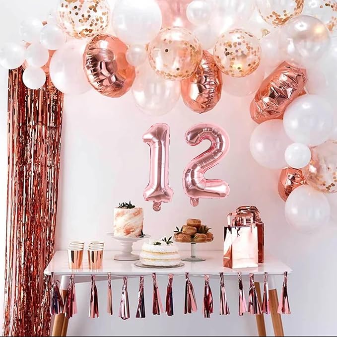 TONIFUL Balloons 16 Inch Rose Gold 0-9 Number Mylar Foil Balloons 10 Pcs Custom digitalal Balloons for 2026 New Year Eve Birthday Party Engagement Graduations Anniversary Baby Shower