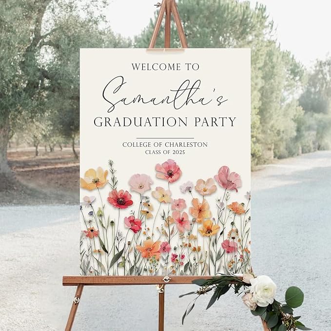 My4gifts Graduation Party Welcome Sign with Photo, Greenery Grad Poster, Personalized Graduation Decor, Class of 2025 Welcome Board, Senior Party Sign, Custom Grad Celebration Sign - 17