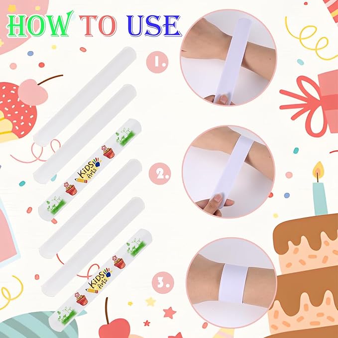 36 PCS Slap Bracelets - DIY Color Your Own Slap Bands for Birthday, Halloween, Thanksgiving, Christmas Party