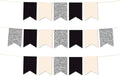 Andaz Press Hanging Pennant Banner with String, Black, Ivory, Silver Glitter, 1-Set, 24 Pennants, Approx. 12-Feet Long
