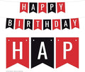 Andaz Press Hanging Pennant Banner Party Decorations, Red, Black, Happy Birthday, 1-Pack, Approx. 5-Feet, Ladybug Girls Themed Decor