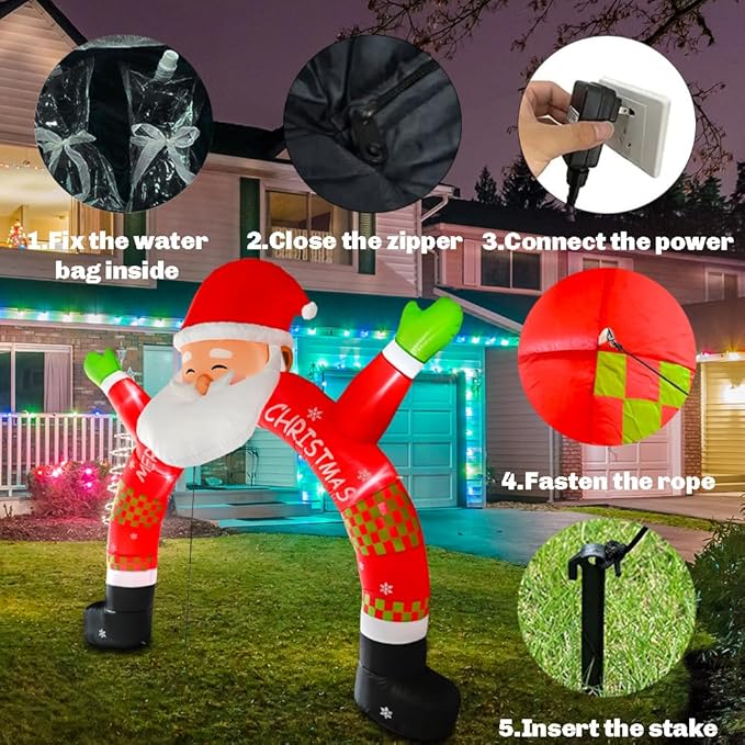 Christmas Archway Inflatable, 11 ft Santa Blow Up Arch with LED Light Christmas Inflatables Outdoor Decorations, Xmas Blow Up Decor for Lawn Home Party Yard Garden Décor