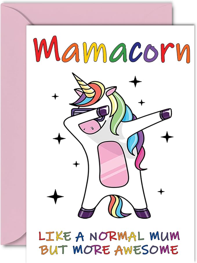 Stuff4 Birthday Cards for Mum - Mamacorn - Birthday Card from Daughter Son, Happy Birthday Mum, Mummy Unicorn Birthday Card, A5 Seasonal Mothers Day Mama Mammy Funny Greeting Cards