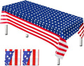 4th of July Tablecloth, 2 Pcs Fourth of July Patriotic Tablecloth, 54 X 108 Inch Disposable Plastic Waterproof Table Cover for Veterans Day Election Day Independence Day Party Decorations