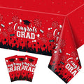 3 Pack Plastic Graduation Tablecloth, Graduation Decorations Class of 2026 Disposable Rectangle Red and Black Table Cover, 2026 Gongrats Grad Table Cloths for Graduation Party Decorations, 54x108