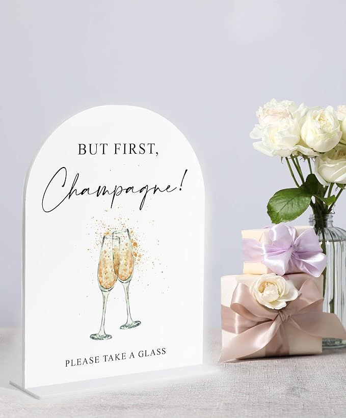 But First Champagne Sign, White Arch Acrylic Wedding Bottle Service Sign, Wedding Signs for Ceremony and Reception, Bridal Shower Decorations, Engagement Party Decor, Centerpiece Table Decor Party-28