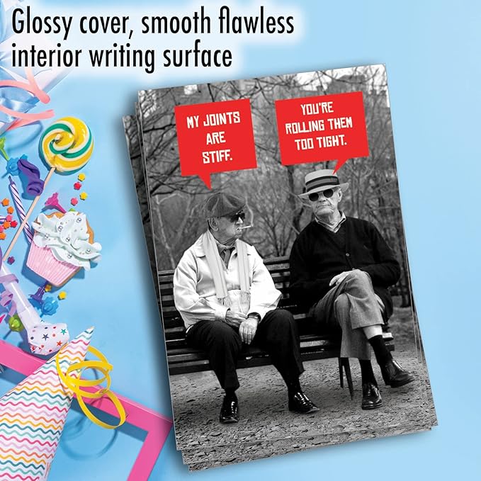 NobleWorks - Pack of 3 Funny Birthday Greeting Cards with 5x7 Envelopes (1 Designs, 3 Each) Vintage Stationary Set - Men Stiff Joints C7038BDG-C3x1
