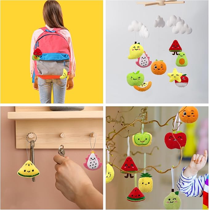 XIPEGPA 30 PCS Cute Mini Fruit Plush Toys Colorful Stuffed Fruits Soft Orange Peach Stuffed Doll for Party Favors Keychain Ornament for Goody Bag Easter Egg Stuffers Carnival Birthday Party 30 Styles