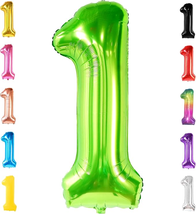 KatchOn, Light Green Number 1 Balloon - 40 Inch | Mylar Foil Balloon For 1st Happy Birthday Decorations | Green Number 1 Balloon For 1st Anniversary Decorations | Green Birthday Party Decoration
