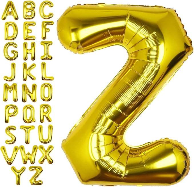 40Inch Gold Letter Z Balloon Foil Helium Letter Balloons A-Z Giant Large Mylar Big Party Balloon for Birthday Party Decorations
