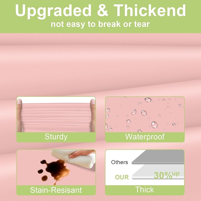 QIKSION Blush Pink Plastic Table Cloth Disposable 2 Pack, 54 x 108 Inch Tablecloths for Valentines, Easter, Mothers Day Decorations, Baby Shower Birthday Party, Rectangle Table Cover