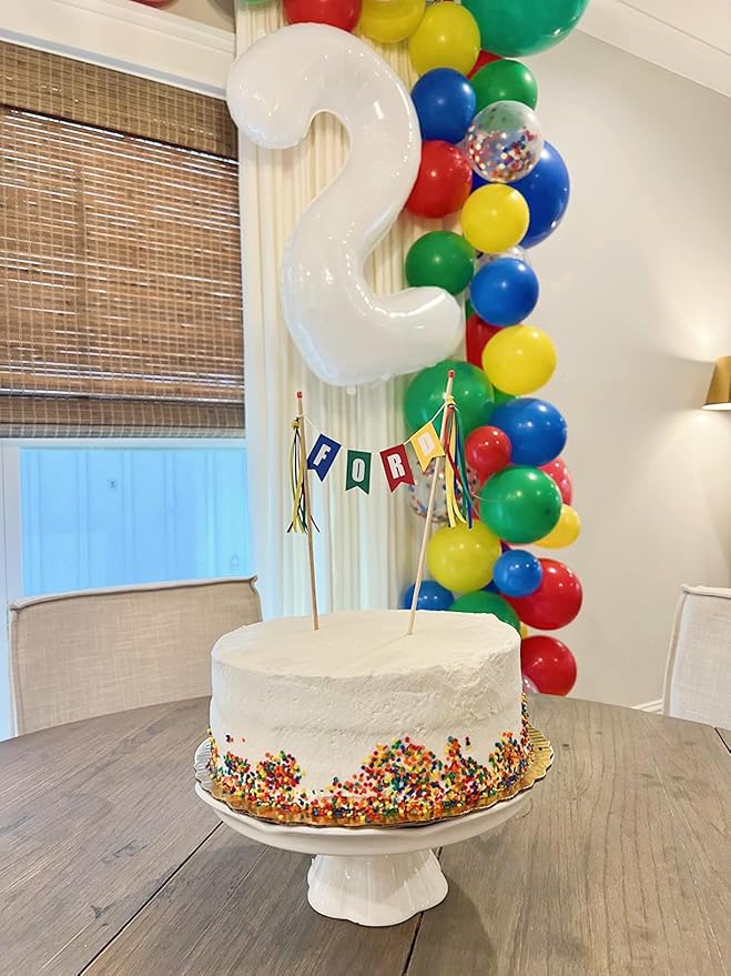 2 Numbers Balloon 40 Inch White Two Balloon Number Birthday Decor, 2nd 12 21st Party Celebration Decorations Graduations Wedding Baby Shower