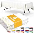 White and Gold Plastic Table Cloth - 4 Pack 54" × 108" Rectangle Disposable Tablecloths for 6FT Tables, Table Cover for Party, Holiday & Gathering Use