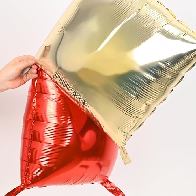 Red and Gold Square Foil Balloons Wall, Double Sided Chrome Light Gold and Red Balloons Tunnel Arch Kit Backdrop for New Year 2026 Birthday Graduation Wedding Valentine's Day Party Decorations
