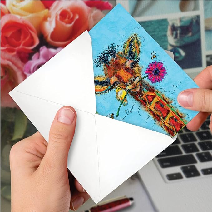 NobleWorks Birthday Greeting Card with 5 x 7 Inch Envelope (1 Card) Bday Wiry Wildlife - Giraffe C10324BBDG