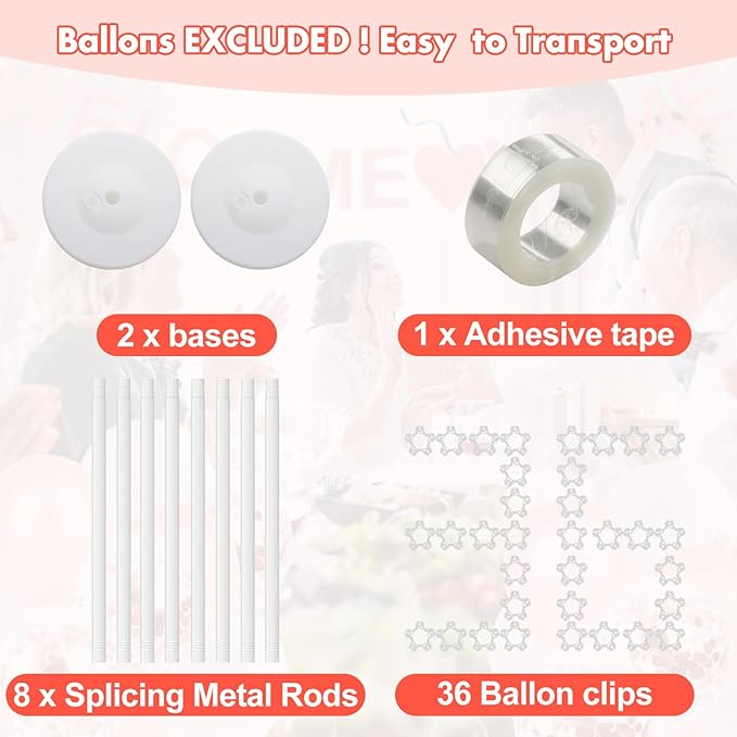 Balloon Column Stand Kit Set of 2, 56 Inch Height Adjustable Splicing Metal Balloon Stand Tower Pillar with Base,Reusable Balloon Arch Stand Holder Kits for Floor,Birthday,Wedding,Party Decoration