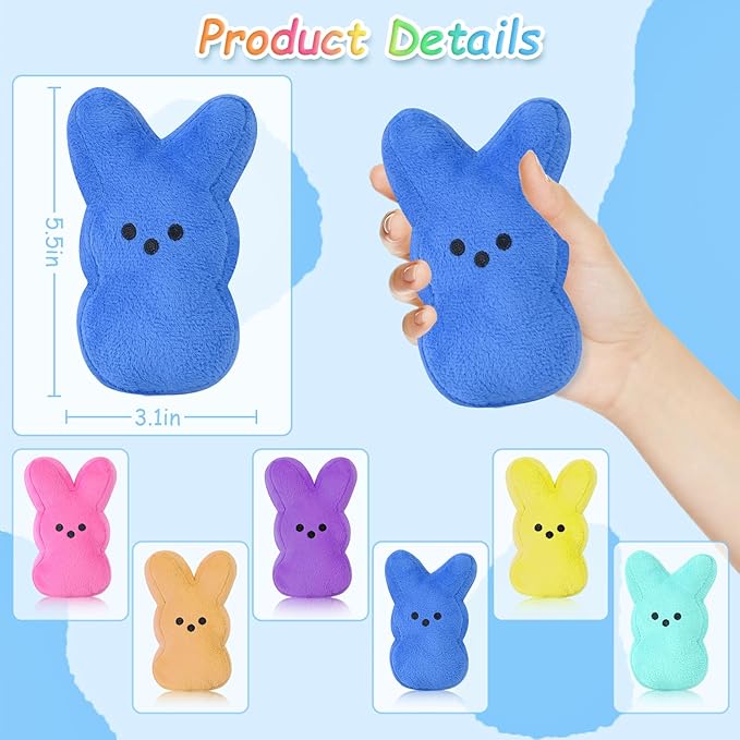 vizethru 12 Pcs Easter Bunny Plush Toys,Easter Basket Stuffers Toys for Kids,Bunny Stuffed Animals, Easter Party Favors Gift Toys for Kids