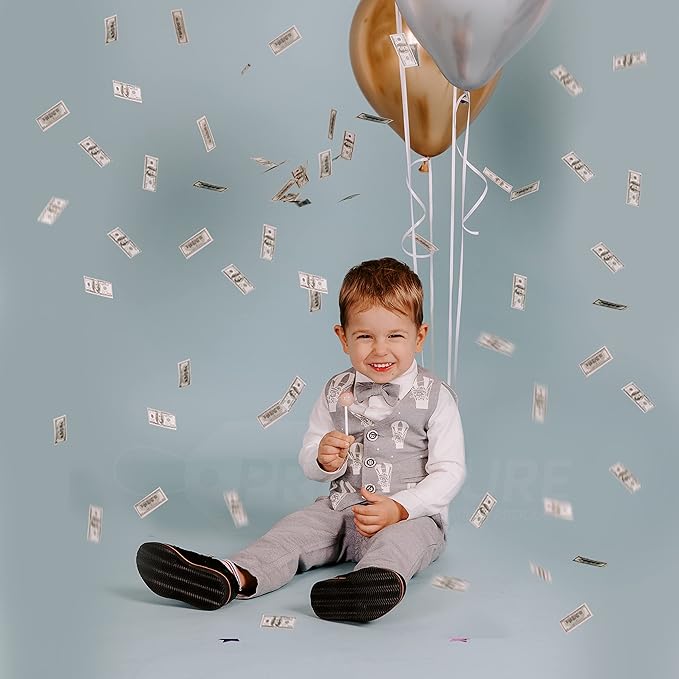 PrimePure Confetti Cannon Party Poppers - Biodegradable Money Confetti Poppers - 2 Pack - Mini 100 Dollar Confetti Party Poppers Shooters for Events, Birthday, Celebrations