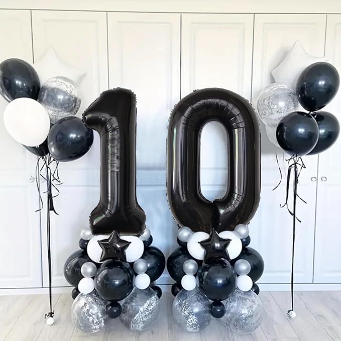 Number Balloons Black Party Balloon - Giant Number 0 Balloon, 40 Inch Large Balloon for Birthday Decorations, Black Party Supplies for Men Women