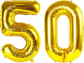 50 Gold Number Balloons, 40 Inch Balloons for Woman Man 50th Birthday Party Decoration, Foil Number Ballon for 50 Anniversary, Bridal Shower, Graduation, Valentine's Day, Mother's Day, Easter