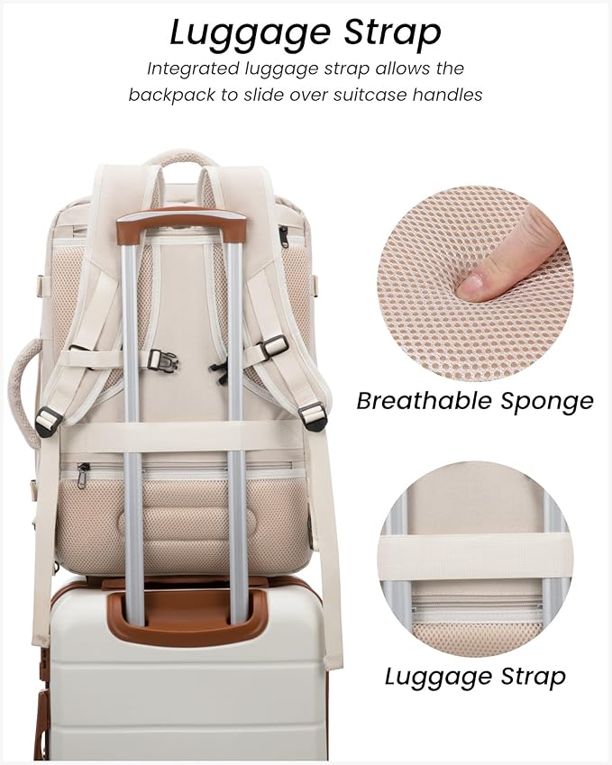 YOETEY Carry On Luggage 22x14x9 Airline Approved with Spinner Wheels, Expandable Hardside Suitcase, White