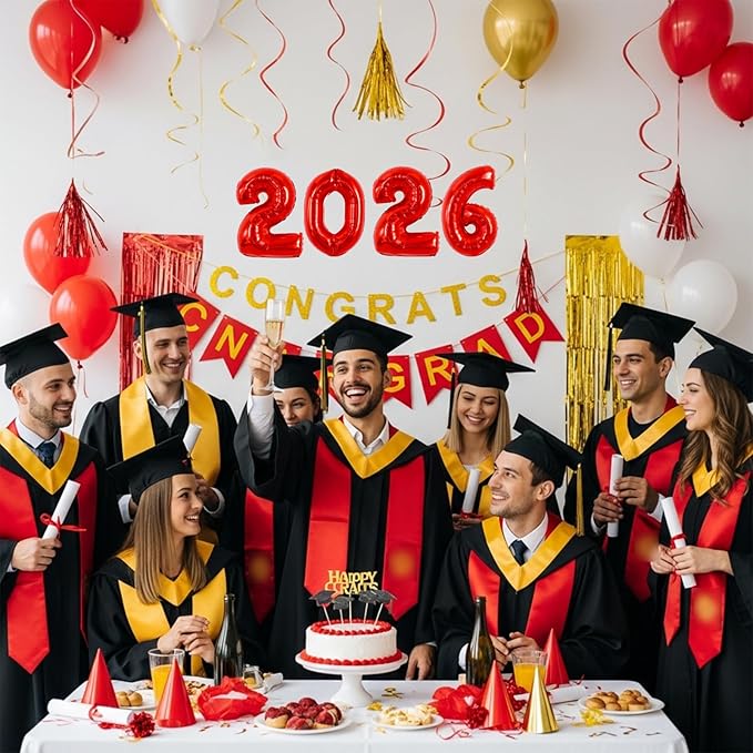 TONIFUL Number Balloons 16 Inch Fat Red 2 Set 0-9 Number Mylar Foil Balloons 20 Pcs Custom digitalal for 2026 New Year Eve Birthday Party Engagement Graduations Anniversary Baby Shower Decor