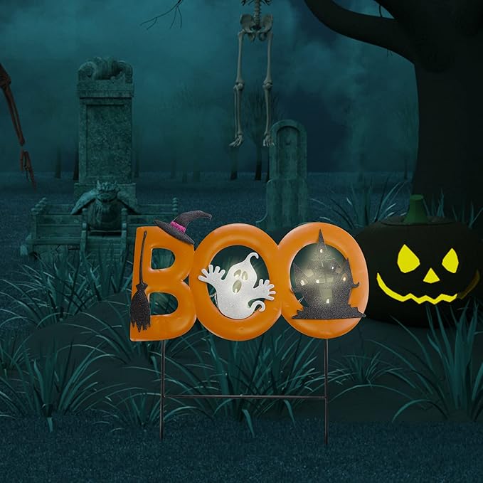 Sfozstra Halloween Outdoor Yard Signs, Boo Pumpkins Ghost Signs, Yard Lawn Decorations, Halloween Props, Halloween Decorations, Outdoor Lawn Decorations, Yard Decorations