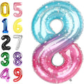 8 Birthday Balloon, 40 Inch Pink Blue Purple Fiol Big Ballon for Women And Men, Numbers Balloon Decoration for Happy 8 18 28 80 Birthday, Wedding Anniversary, New Year, Halloween Party Decoration