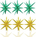 6PCS Green Gold Star Balloons, 22Inch Large Star Shaped Balloon Foil Spike Balloon Cone Balloons for Graduation Birthday St. Patrick's Day Baby Shower Jungle Party Decorations