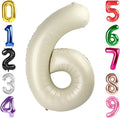 40 Inch Cream Number 6 Balloon, Giant 6 Number Balloons for 6th Birthday Decorations, Party Supplies for Baby Boy Girl, Cream Party Decor