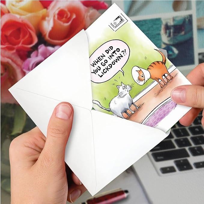 NobleWorks - 1 Awesome Birthday Greeting Card - Cartoon Art, Happy Funny Bday Note - Lickdown C2449BDG