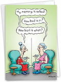 NobleWorks - 1 Funny Birthday Card for Women, Wife - Happy Bday Cartoon, Woman Notecard with Envelope - Bad Memory C3680BDG