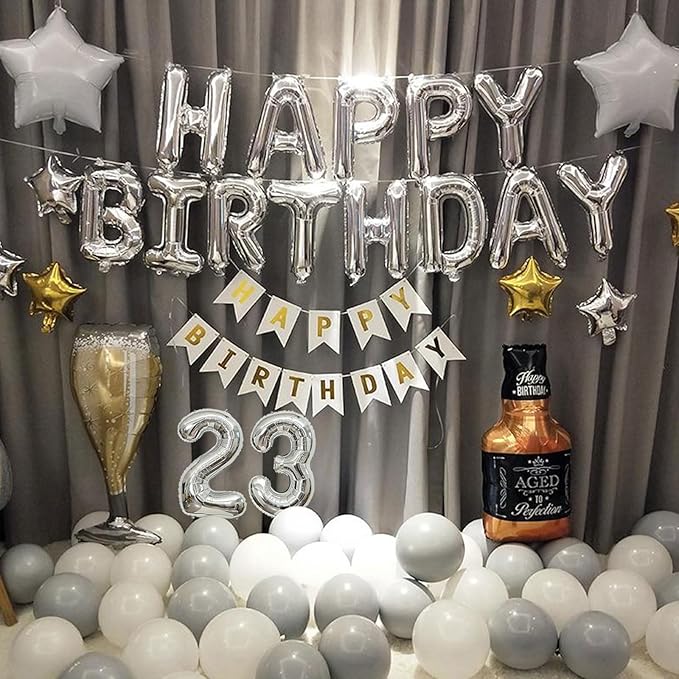 2 Set 20 Pcs Number Balloons 16 Inch Silver 0-9 Number Mylar Foil Balloons Silver Custom Digital Balloons for Birthday Party Engagement Graduations Anniversary Baby Shower Decor Party Supplies