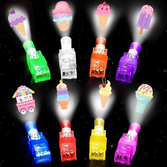 32PCS Ice Cream Finger Lights Ice Cream Party Supplies for Birthday Goodie Bags Stuffers Summer Ice Cream Party Prizes Pinata Goodie Bag Stuffers Gifts