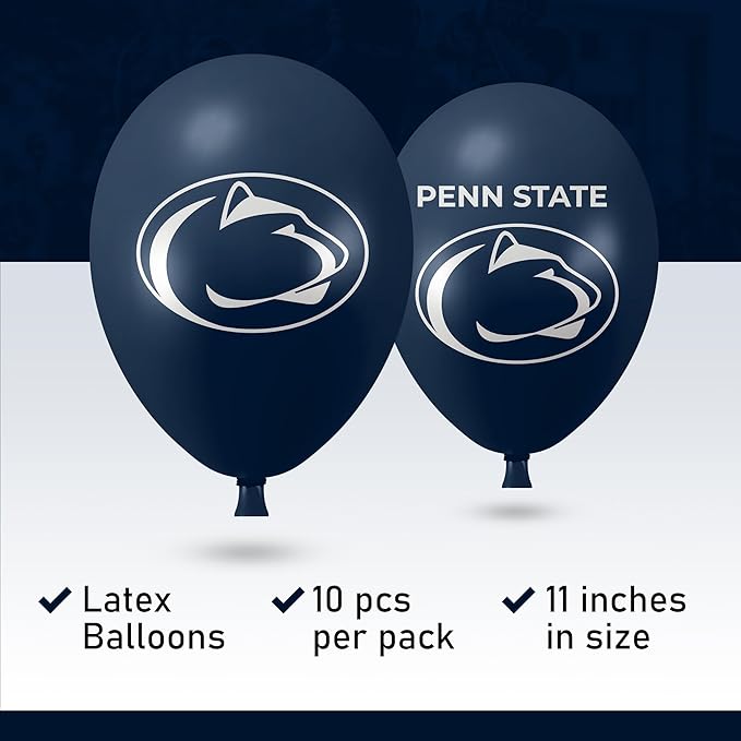 Penn State Nittany Lions Balloons 10 Pack 11" Official Licensed Logos, Helium Quality Latex Balloons, Perfect for College Football Team Celebration, Decorated Front and Back by Westrick