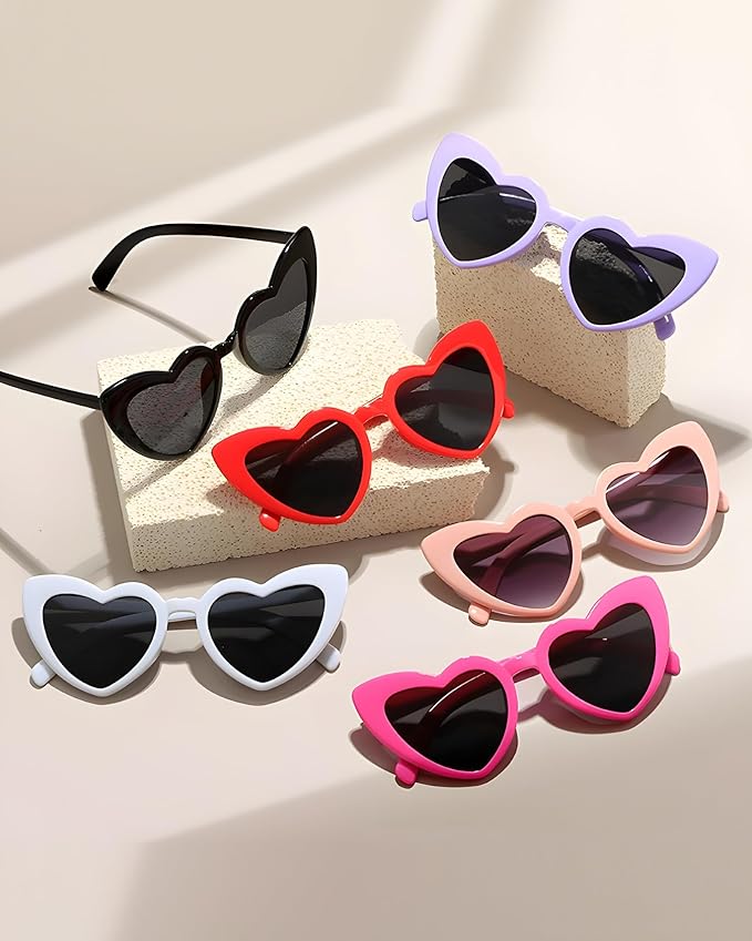 20 Pairs Heart Shaped Sunglasses for Women Colorful Glasses Fun Trendy Transparent Heart Sunglasses Party Favor