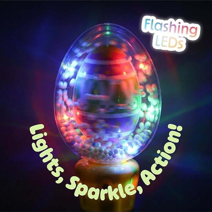 ArtCreativity Easter Egg Magic Ball Wand -7.5" - Custom Egg-Shaped Top Light Up Magic Ball Toy Wands for Kids with Batteries - Flashing LED Wands for Boys & Girls, Fun Gift or Birthday Party Favor