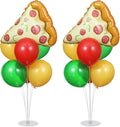 Pizzas Party Balloons Stand Kit 2 Sets with 2 Pizzas Slice Foil Balloons Pizza Themed Birthday Balloon Centerpiece for Tables for Picnic Pizza Party Supplies Baby Shower Picnic Themed Decorations