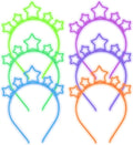 ZIRICHER Luminous Star Headband,Glow In Dark Plastic Hairbands with Teeth Cute Cartoon Hair Hoops for Girls Kids,Party Headbands(6Pcs)