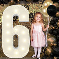 4FT Marquee Light Up Numbers Pre-Cut Frame Giant Marquee Numbers 6, Mosaic Number for Balloons, 6th Sweet 16 Birthday Decorations for Girls or Boys, 60th Anniversary Decorations, Party Decor