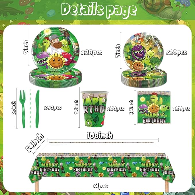 141pcs Zombies Birthday Tableware Decorations Party Plates Cups Soccer Theme Napkins Beach Ball Tablecloth for Soccer Party Decoration (Zombies)
