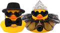 wonuu Pair Set of 2 Bride and Groom Rubber Ducks for Wedding Favors, Party Favors, Ceremony Gift Set, Marriage Souvenir, Marry Blessings, Aniversary Present, Black Dress&Soft Top Hat