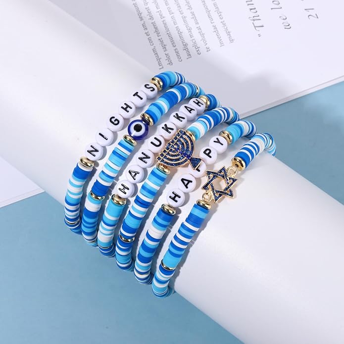 Surfer Heishi Bracelets for Women Stackable Rainbow Vinyl Disc Clay Beaded Stretch Bracelets Elastic Layering Friendship Bracelets Boho Summer Beach Jewelry