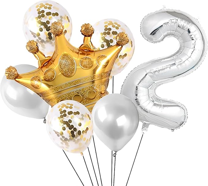 32 In Silver Large Numbers Balloons 0-9, Self Inflating Number 2 Balloons for Boys Girls, Big Silver Digit 2 Balloons for Women Men Birthday Party Anniversary Wedding Supplies Decorations